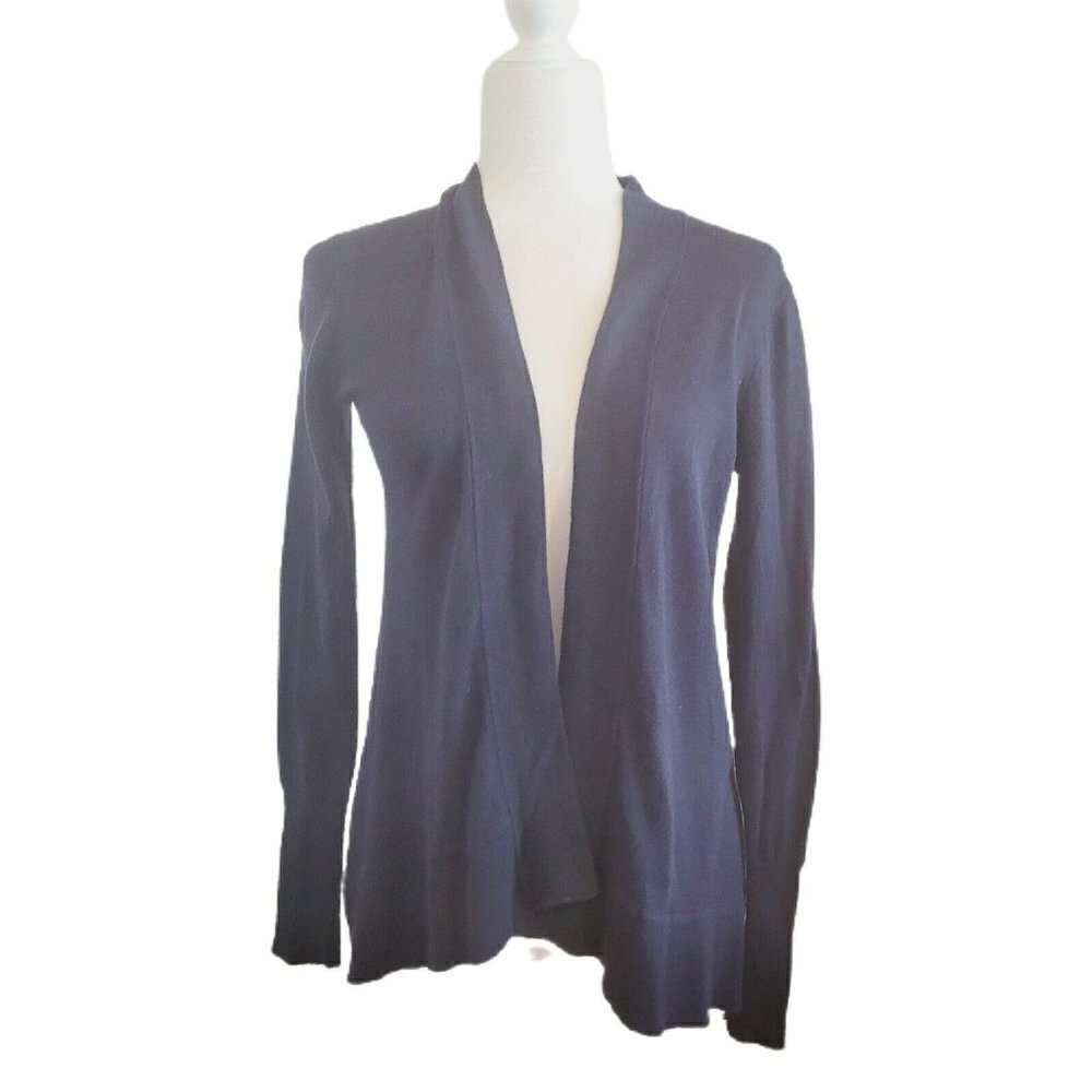 J. Crew Dark Navy Pima Cotton & Wool Open Front Cardigan Sweater Size X-Small